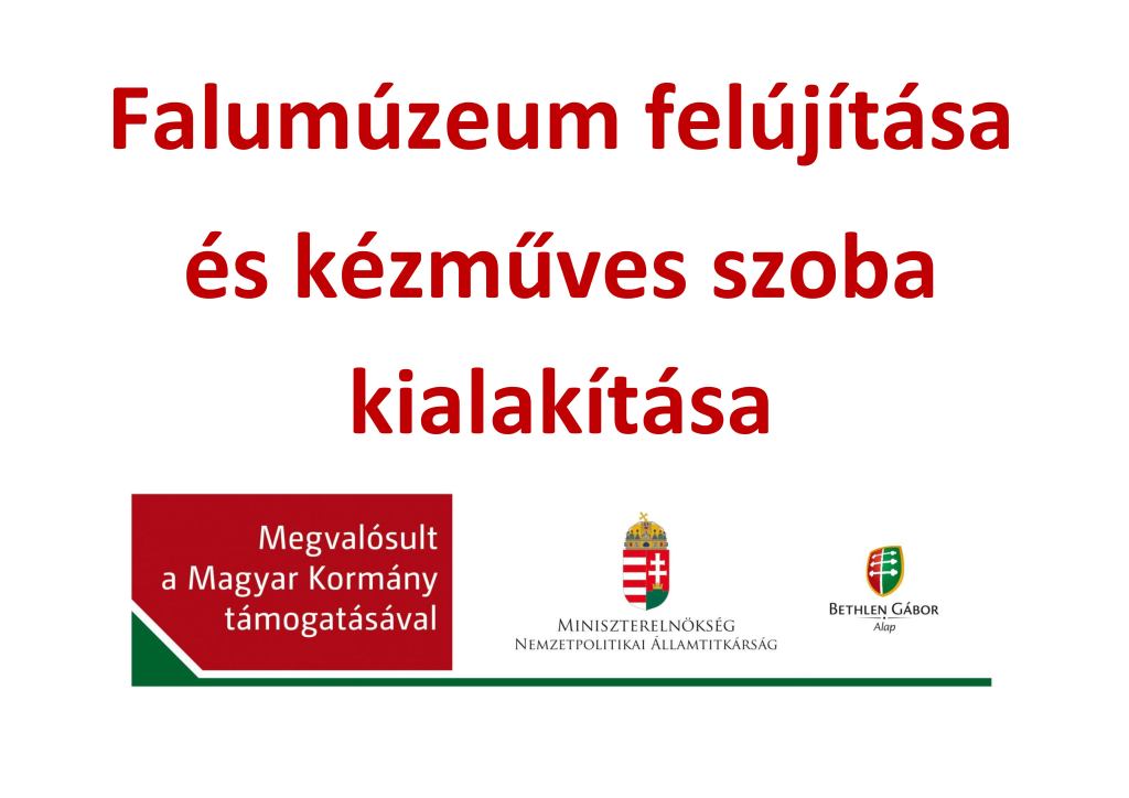 Fotogaléria 2018.12.10. - Falumúzeum felújítása és kézműves szoba kialakítása (Megvalósult a Magyar Kormány és a BGA Zrt. támogatásával) (33) 2018.12.10. - Falumúzeum felújítása és kézműves szoba kialakítása (Megvalósult a Magyar Kormány és a BGA Zrt. támogatásával)